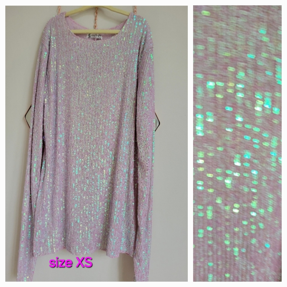 Free people intimately champagne floral color sequin top size XS